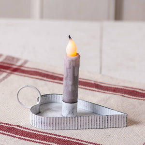Lg Heart Taper Candle Holder in White Wash