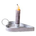 Lg Heart Taper Candle Holder in White Wash