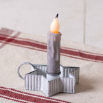 Tin Star Taper Candle Holders in Rustic White